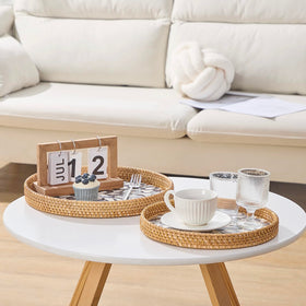 Kmelep handcrafted bohemian tray adds texture to coffee tables.