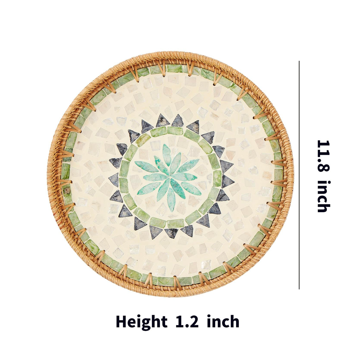 Kmelep round rattan tray compact and durable for versatile storage