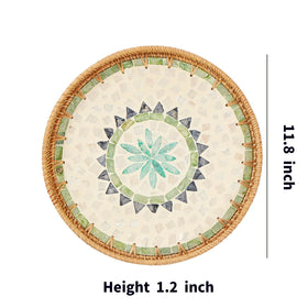 Kmelep round rattan tray compact and durable for versatile storage