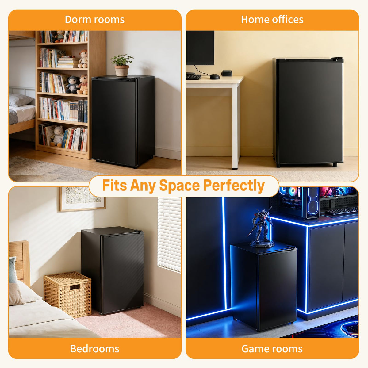 KMFurnila mini-fridge ideal for dorm rooms and small spaces