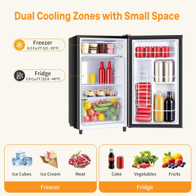 KMFurnila dual-zone freezer 0.3 cu ft for frozen items