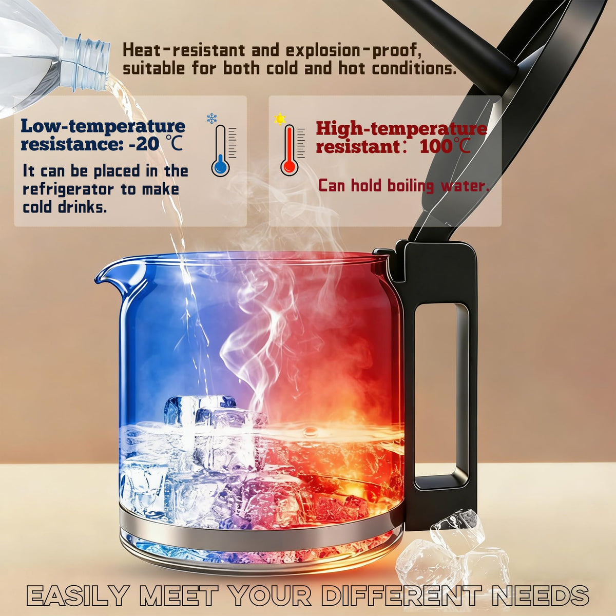 KMHGD ergonomic black handle – comfortable grip for easy pouring