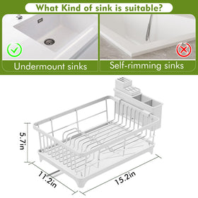 Kmiectse dish drying rack demonstrates a compact design that fits small kitchens and keeps counters clear.