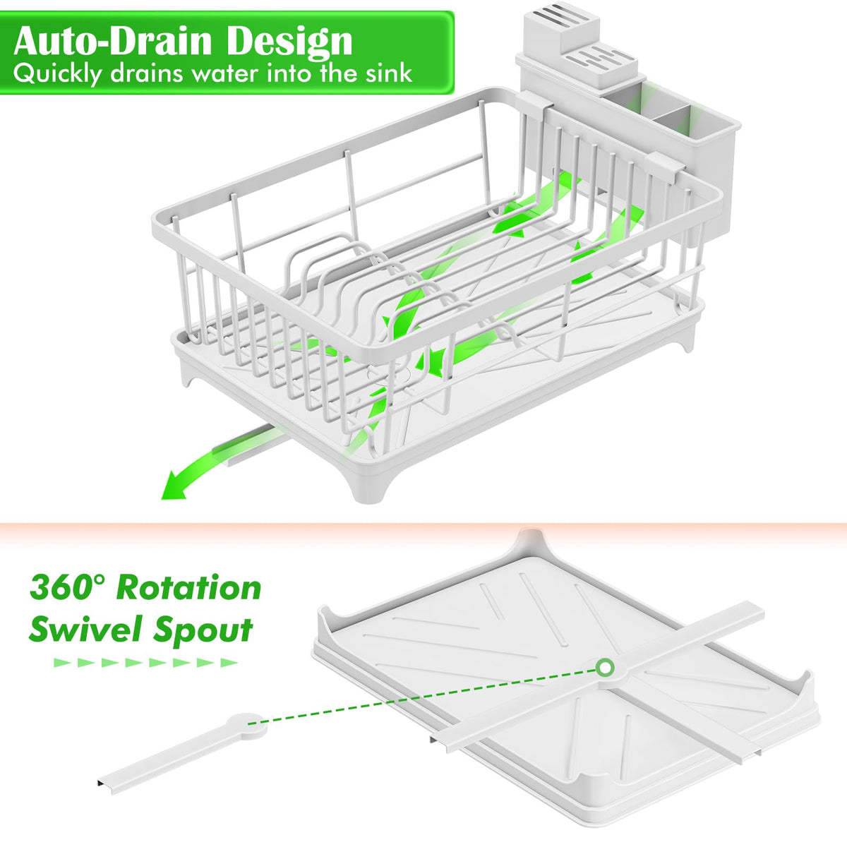 Kmiectse dish drying rack with no-tools assembly for quick setup on the kitchen counter.