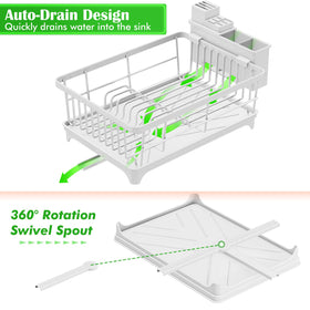 Kmiectse dish drying rack with no-tools assembly for quick setup on the kitchen counter.