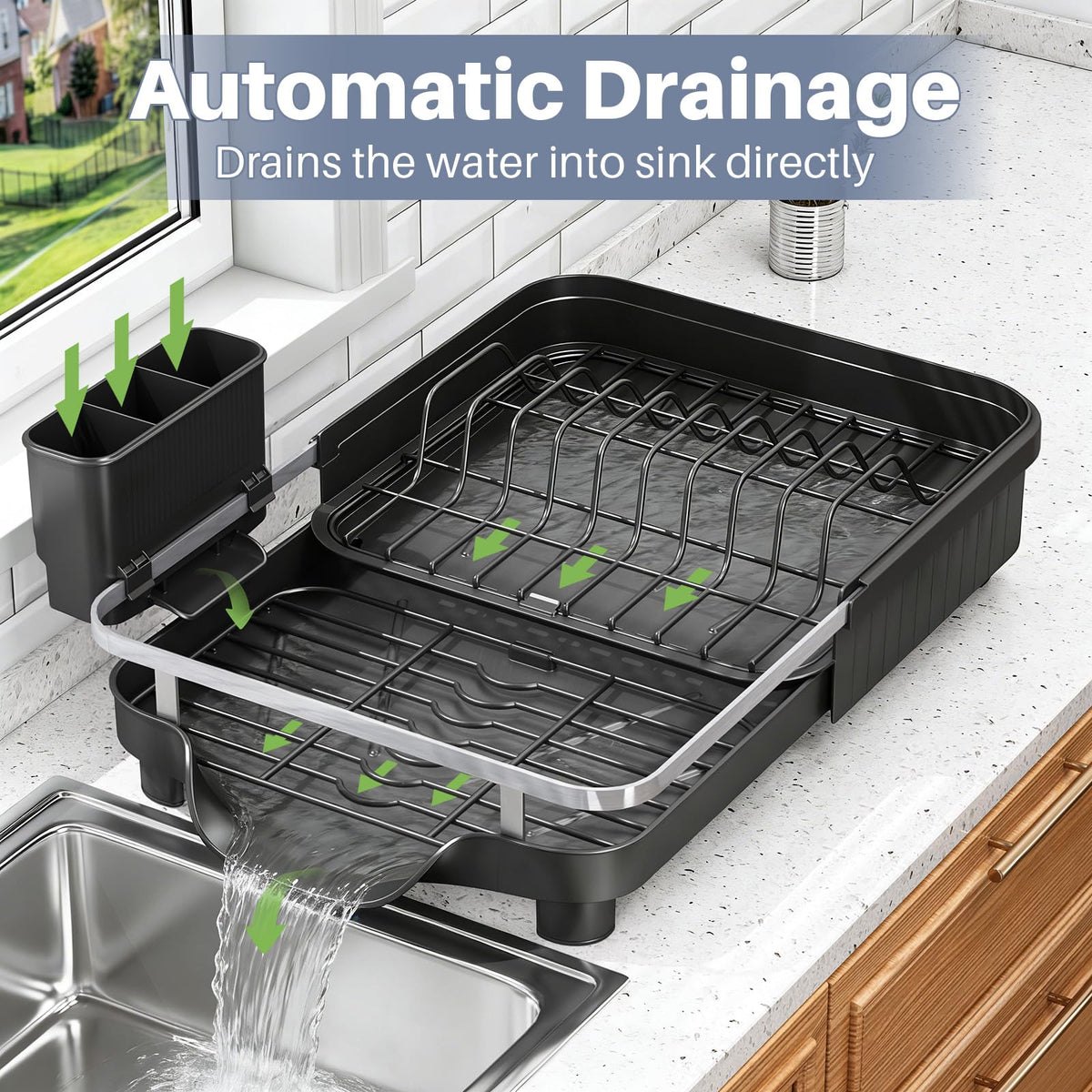 Kmiectse compact dish rack fits small counters without clutter.