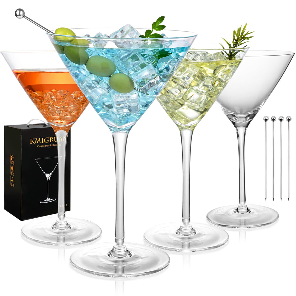 KMIGRUAN 10oz large martini glass with crystal clarity for stylish cocktails.