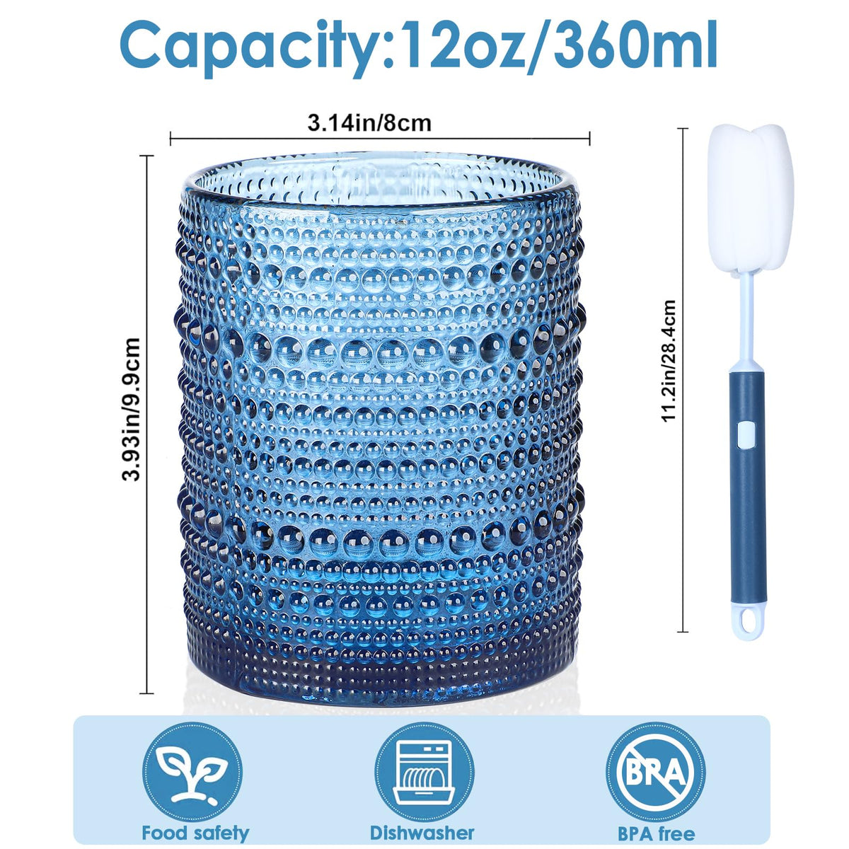 KMIGRUAN 12oz blue water tumbler, sturdy for everyday use.