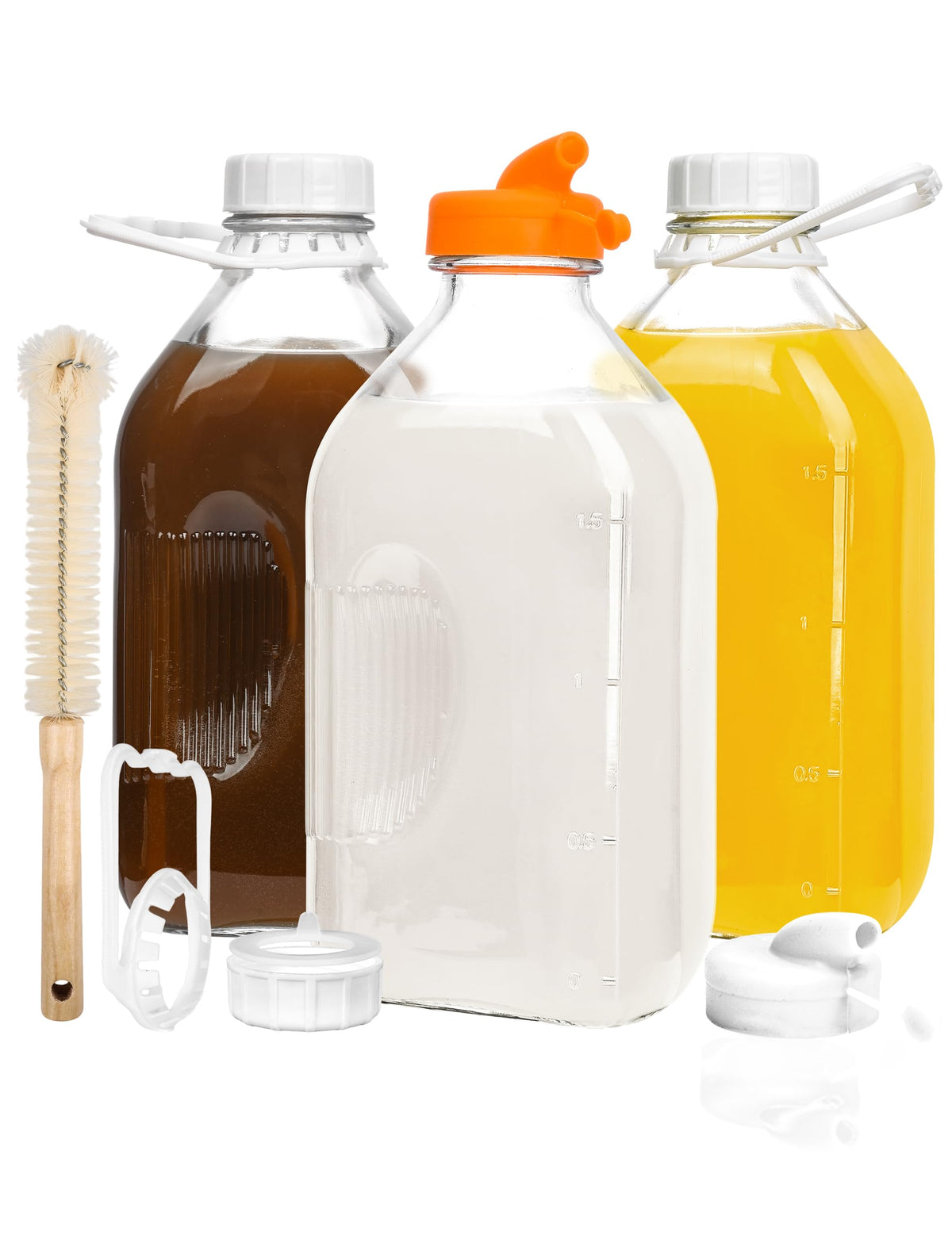 KMIGRUAN 64oz glass milk bottle with handle for durable dairy storage