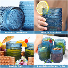 KMIGRUAN blue cocktail glasses with embossed texture for stylish gatherings.