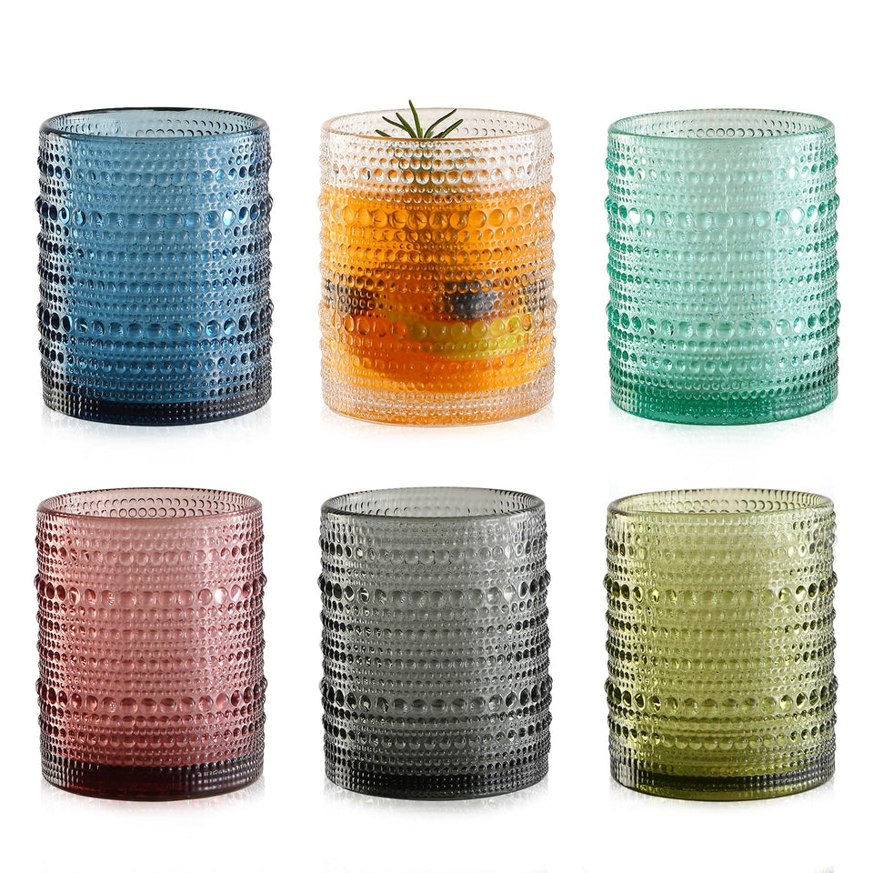 KMIGRUAN colored hobnail glasses in blue, ideal for elegant cocktails.