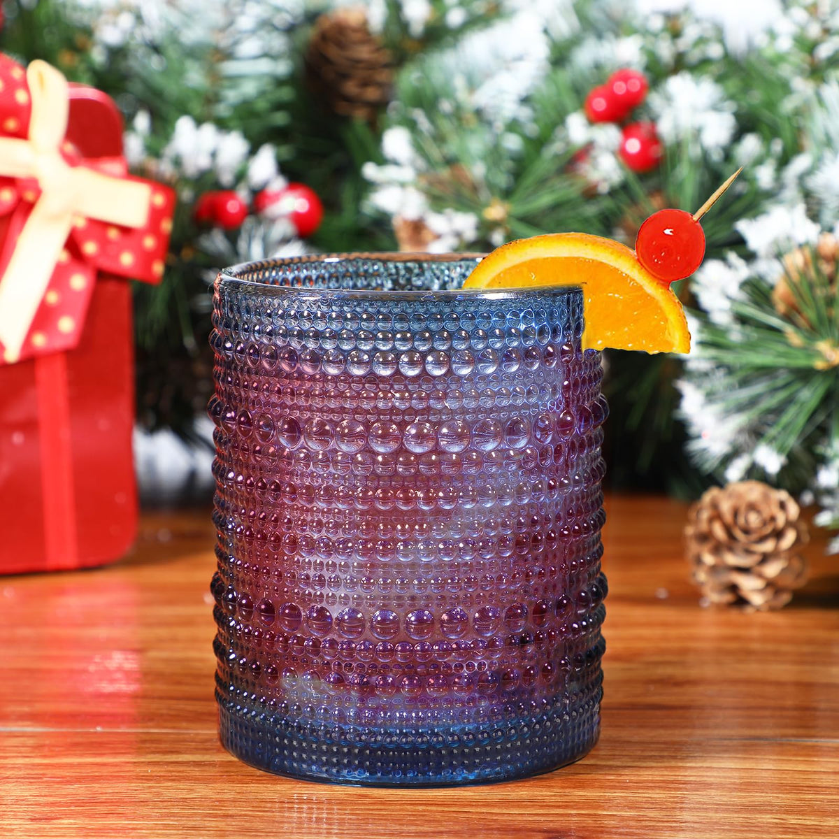 KMIGRUAN dishwasher-safe blue glassware for easy cleaning.