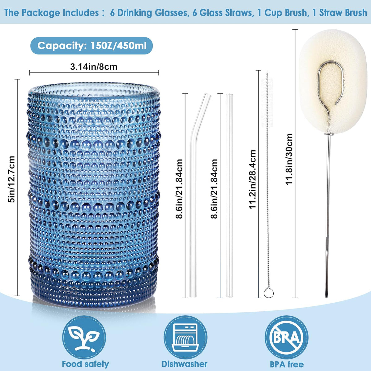 KMIGRUAN blue embossed glasses show off the tactile pattern.