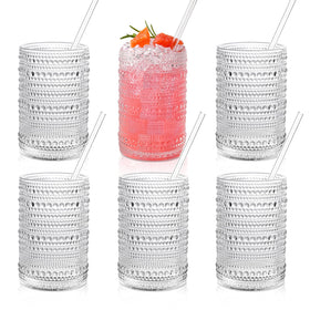 KMIGRUAN hobnail glass with straw for elegant cocktails and juices