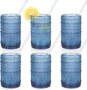 KMIGRUAN hobnail blue glasses for everyday hydration and style.