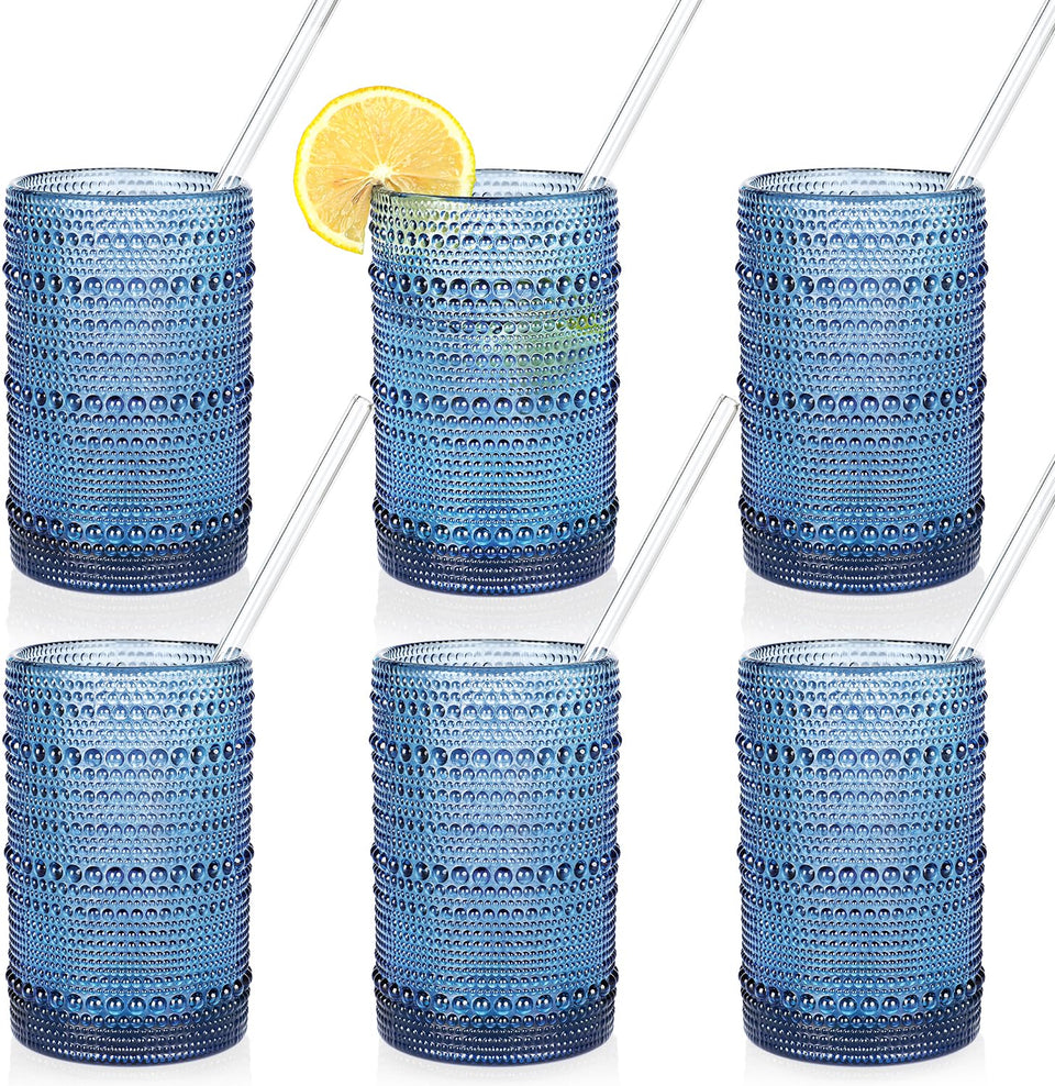 KMIGRUAN hobnail blue glasses for everyday hydration and style.