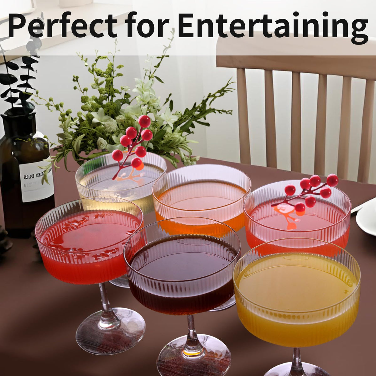 KMIGRUAN 11oz glass set includes rose silicone mold for elegant ice cubes.