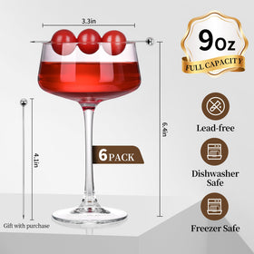 KMIGRUAN Manhattan glass 9oz showcases bold cocktails