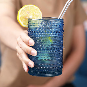 KMIGRUAN six-pack hobnail glasses for entertaining guests.