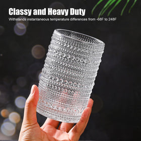KMIGRUAN vintage beaded hobnail highball glasses set of six