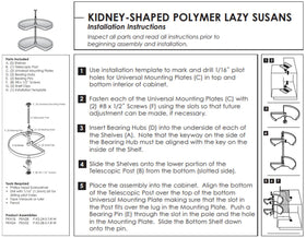 Knape & Vogt KV Lazy Susan chrome telescoping post for adjustable cabinet mounting.