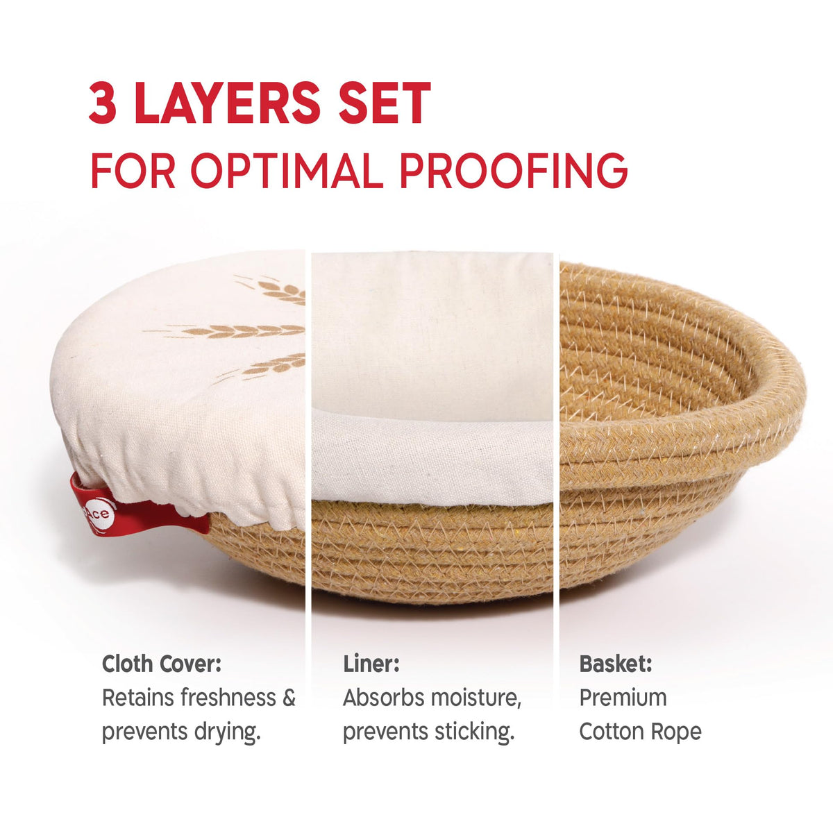 KneadAce banneton liner, breathable lining keeps dough surface dry and clean.