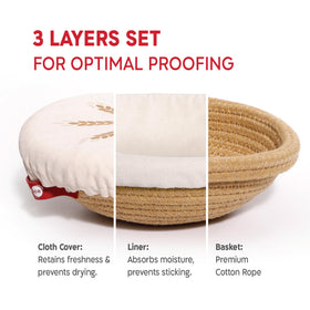 KneadAce banneton liner, breathable lining keeps dough surface dry and clean.