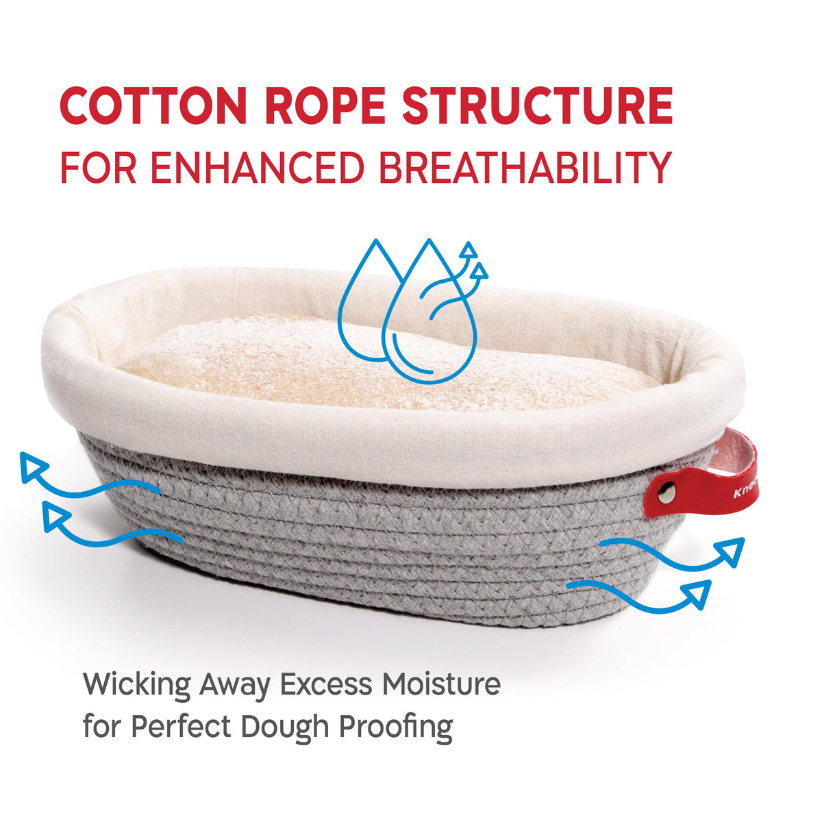 KneadAce banneton round basket, uniform airflow supports ideal dough rise.