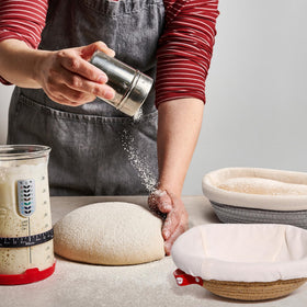 KneadAce storage-ready baskets, stackable for compact kitchen organization.