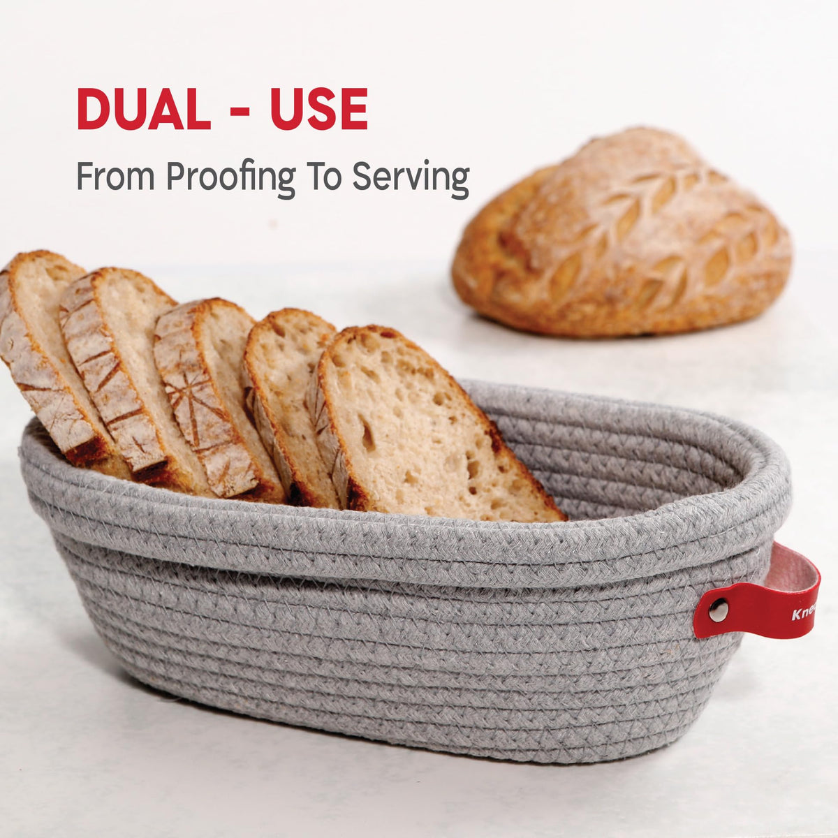 KneadAce elegant bread basket doubles as a stylish kitchen display.
