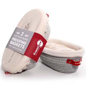 KneadAce oval banneton bread proofing basket set for even dough rise and artisan loaves.