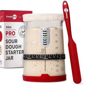 KNEADACE Pro sourdough starter jar with funnel opening eases feeding
