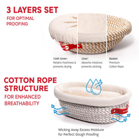 KNEADACE round banneton basket for artisanal proofing and easy dough handling.