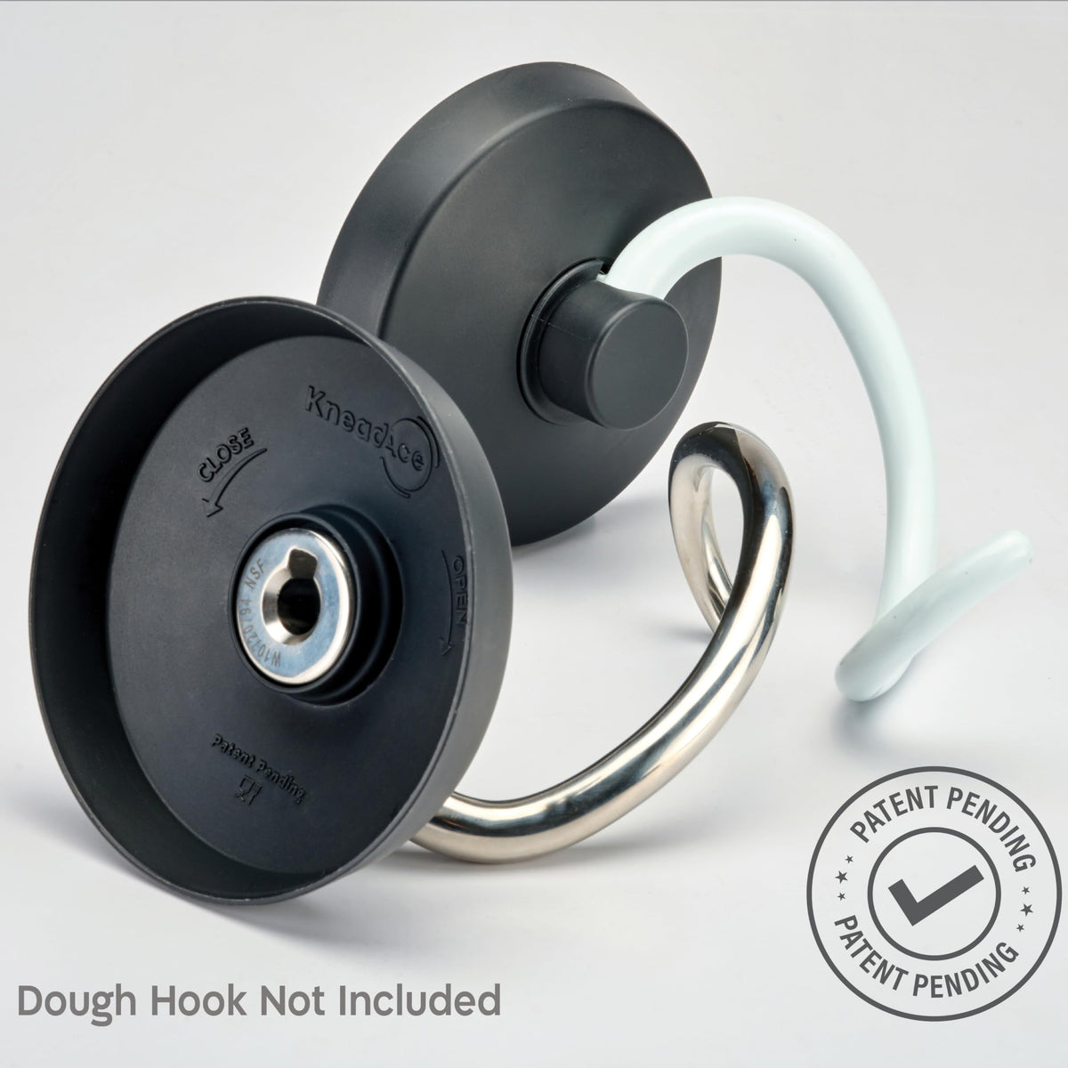 KneadAce includes two adapters for broader spiral hook compatibility.