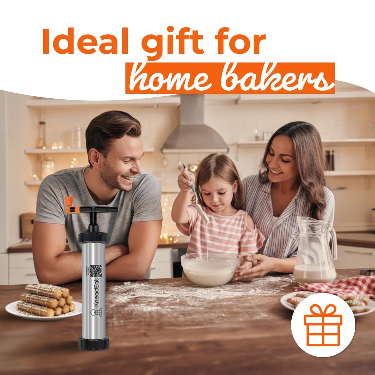 KneadEat all-in-one churro kit with accessories for shaping and decorating.