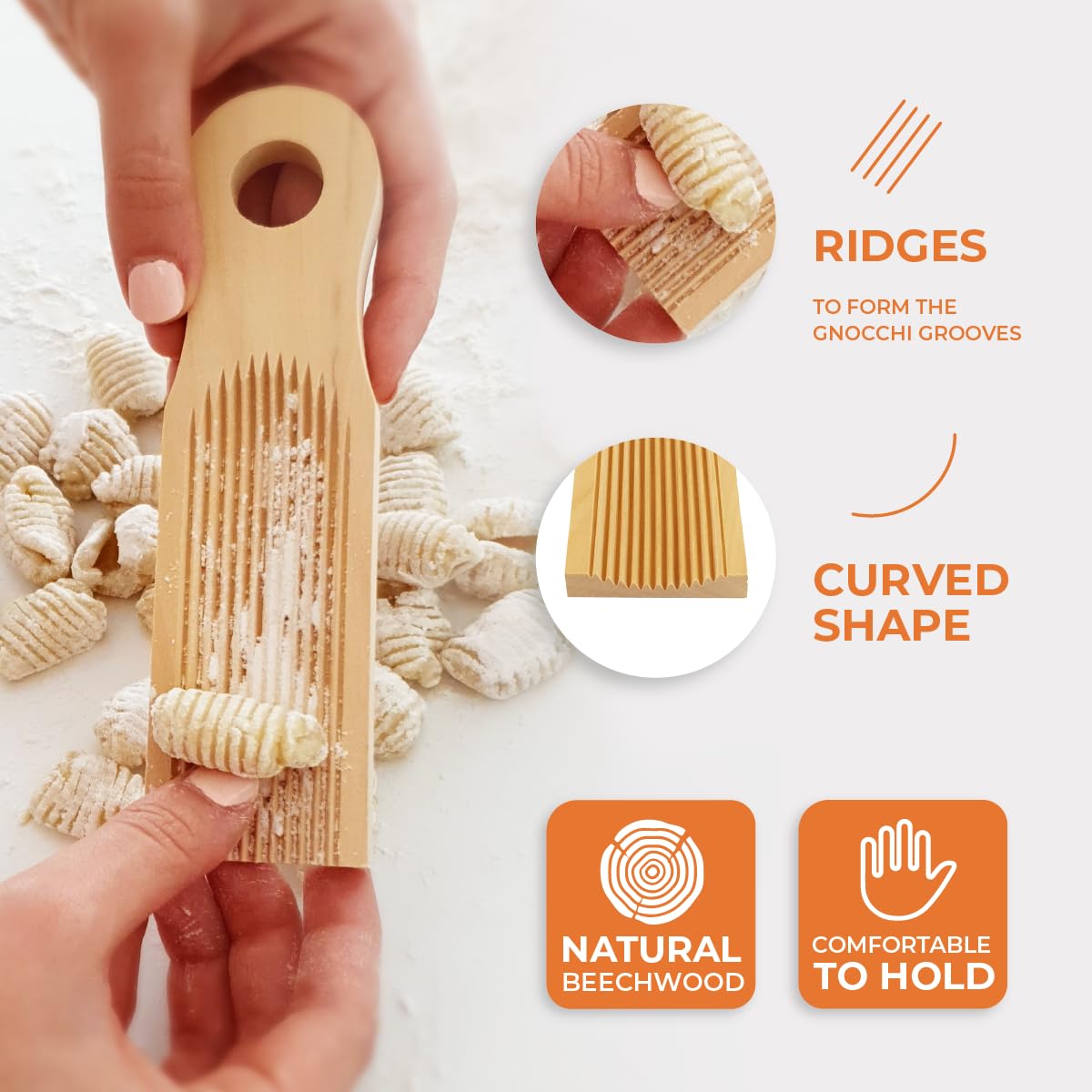 KneadEat gnocchi board easy hand movement for comfortable shaping