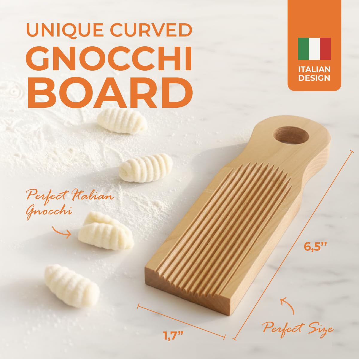 KneadEat gnocchi board grooved surface guides gnocchi shaping