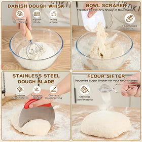 Knedwrmy linen liner protects dough from sticking during proofing.