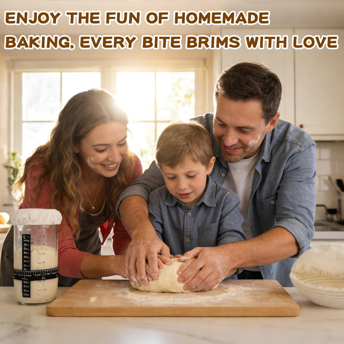 Knedwrmy bread making tools set enables hands-on baking sessions.