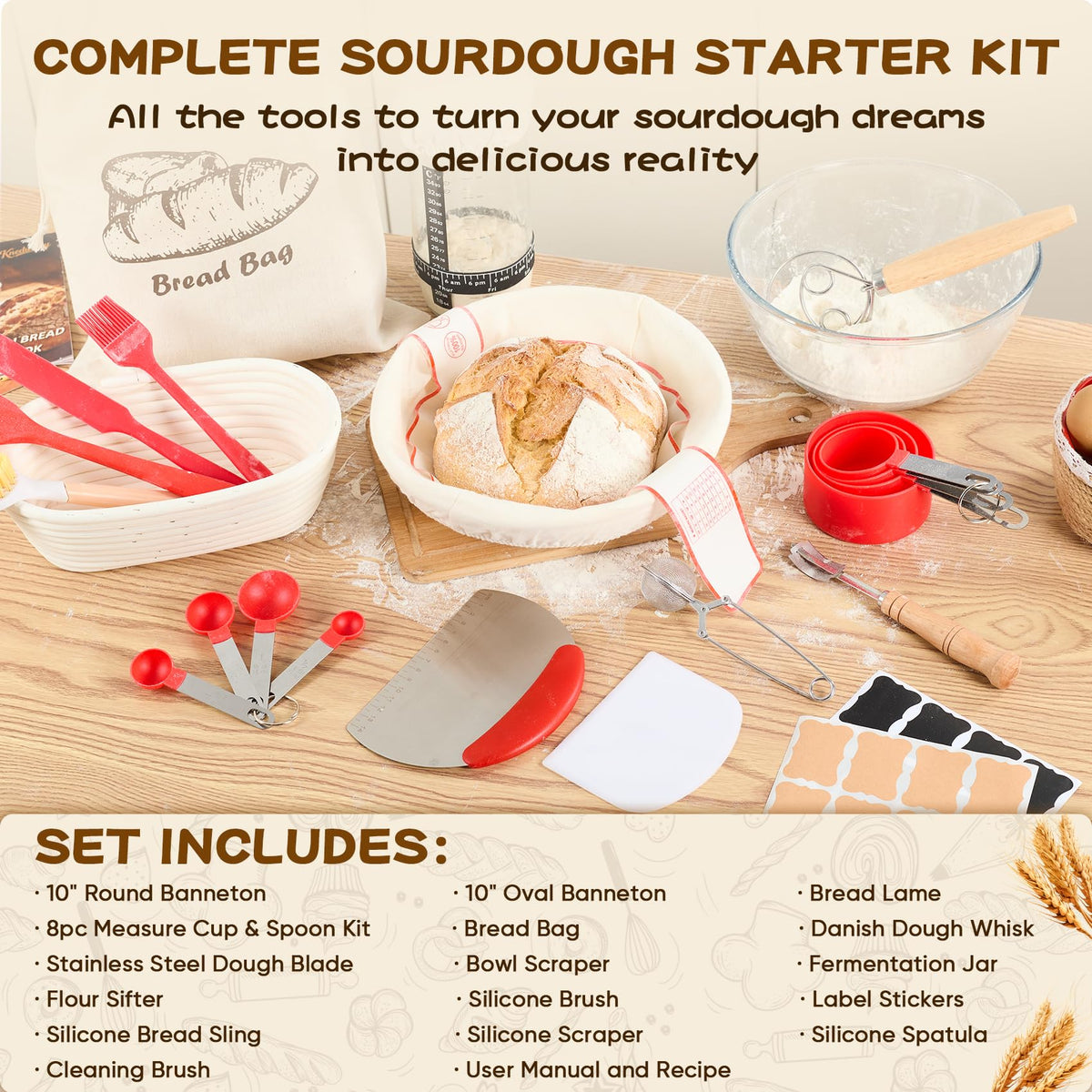 Knedwrmy round banneton basket for smooth, even dough proofing.