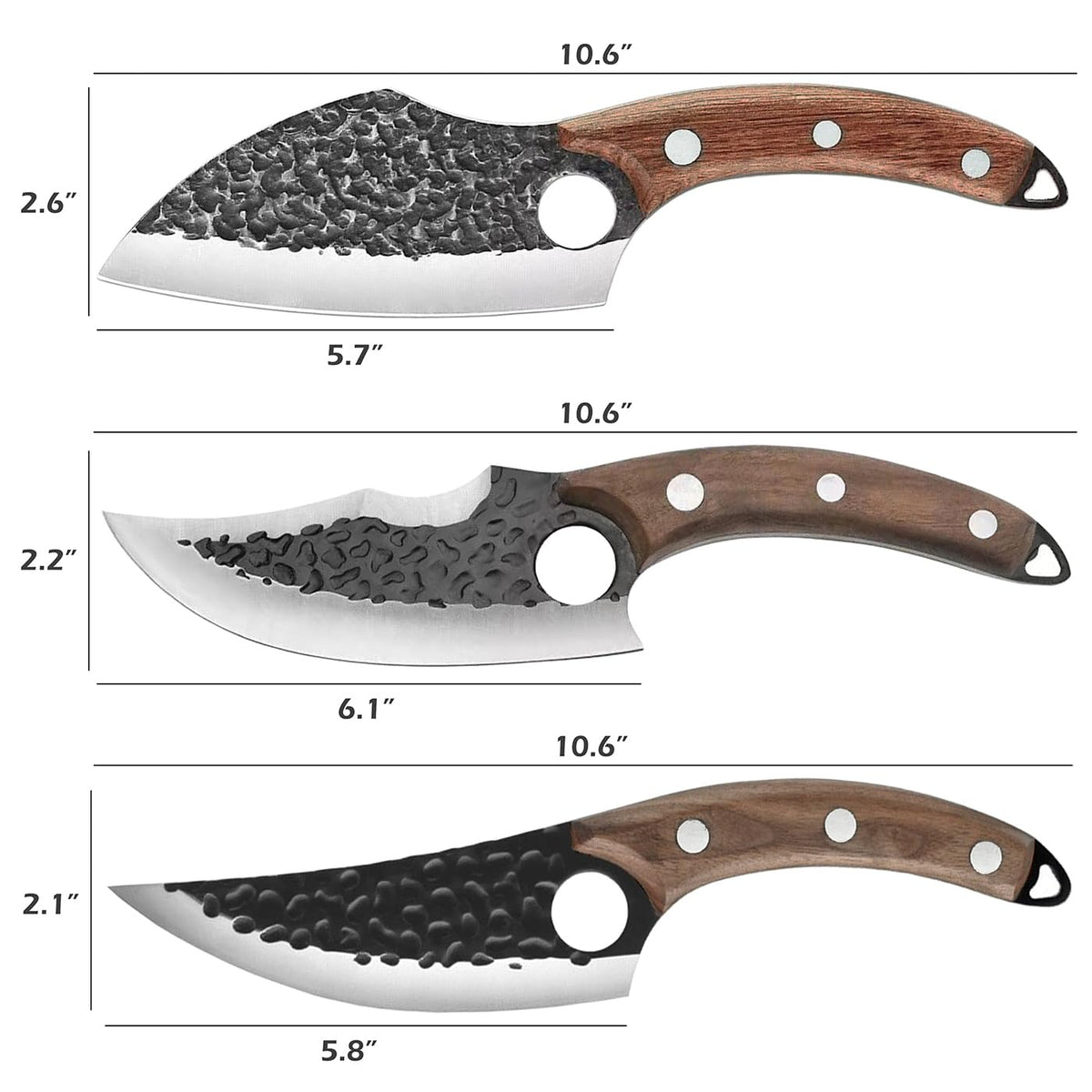 KNIFAST 6pc knife collection laid out for easy kitchen prep and organization