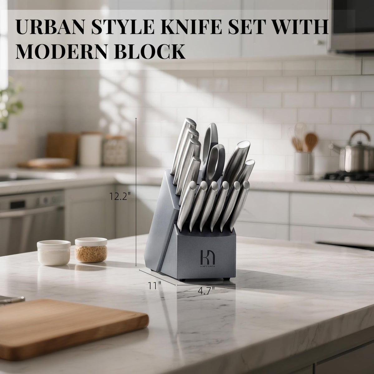 KnifeSaga 14-piece set includes chef, Santoku, utility, paring and more