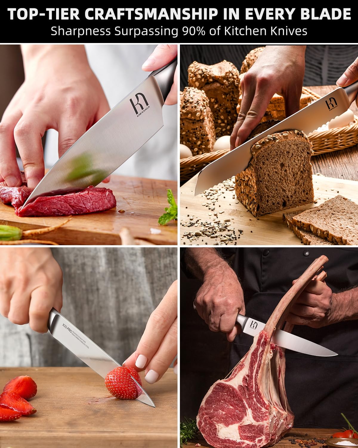 KnifeSaga 6 inch boning knife provides control when trimming meat