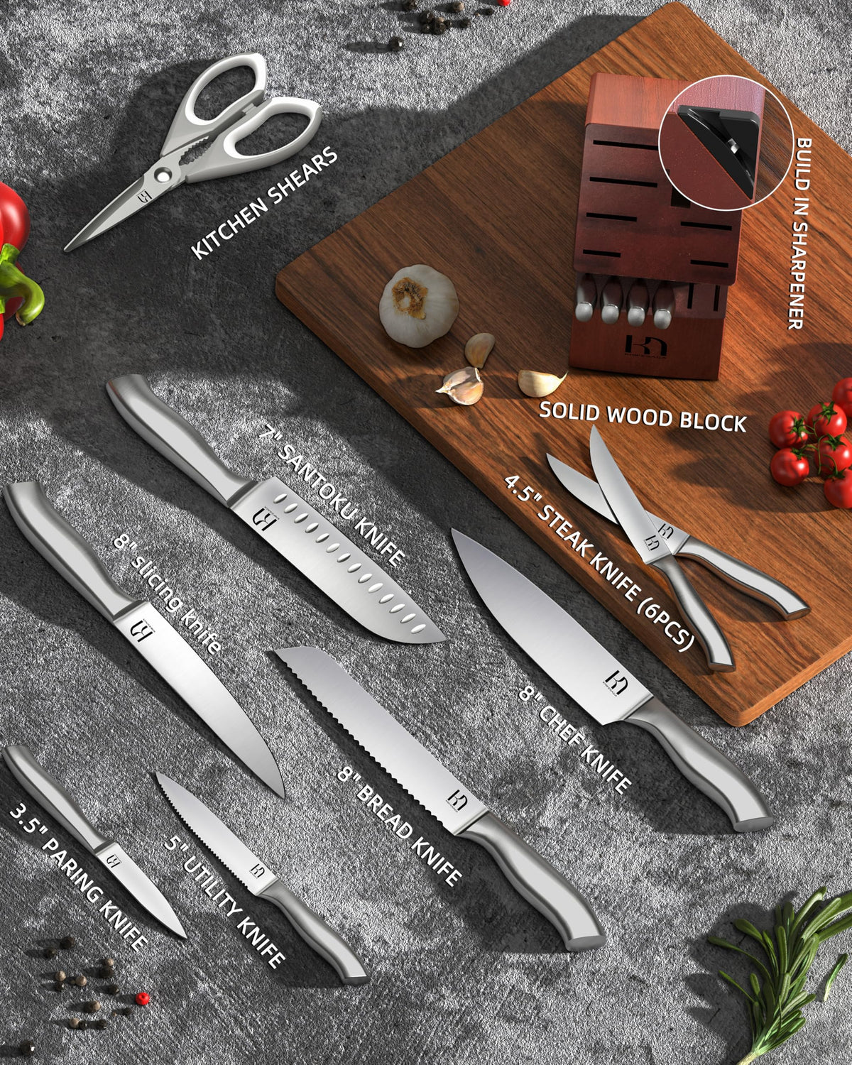 KnifeSaga 7 inch santoku knife for precise mincing