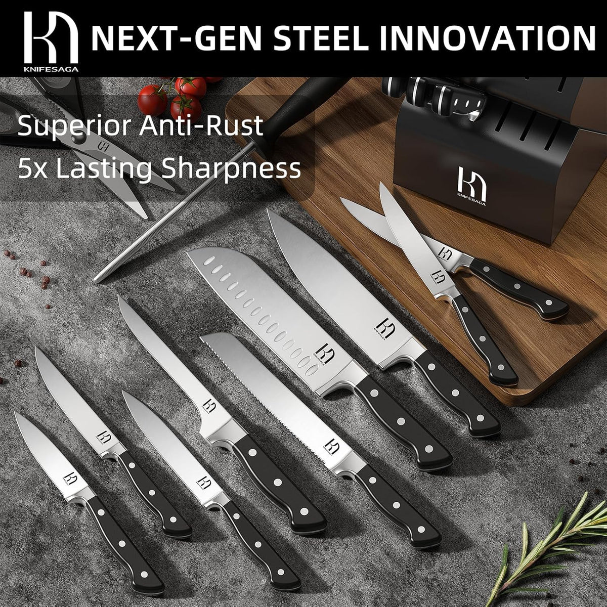 KnifeSaga 7-inch santoku knife versatile for chopping and mincing