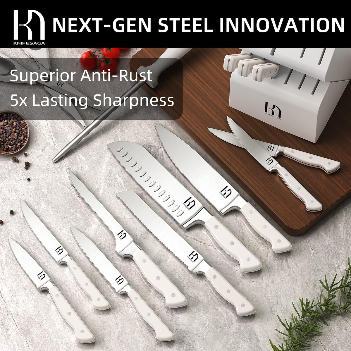 Knifesaga 7-inch santoku knife versatile for chopping and mincing.
