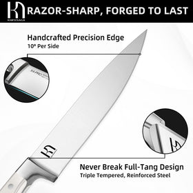 Knifesaga 8-inch chef knife displays razor-sharp blade for precision.