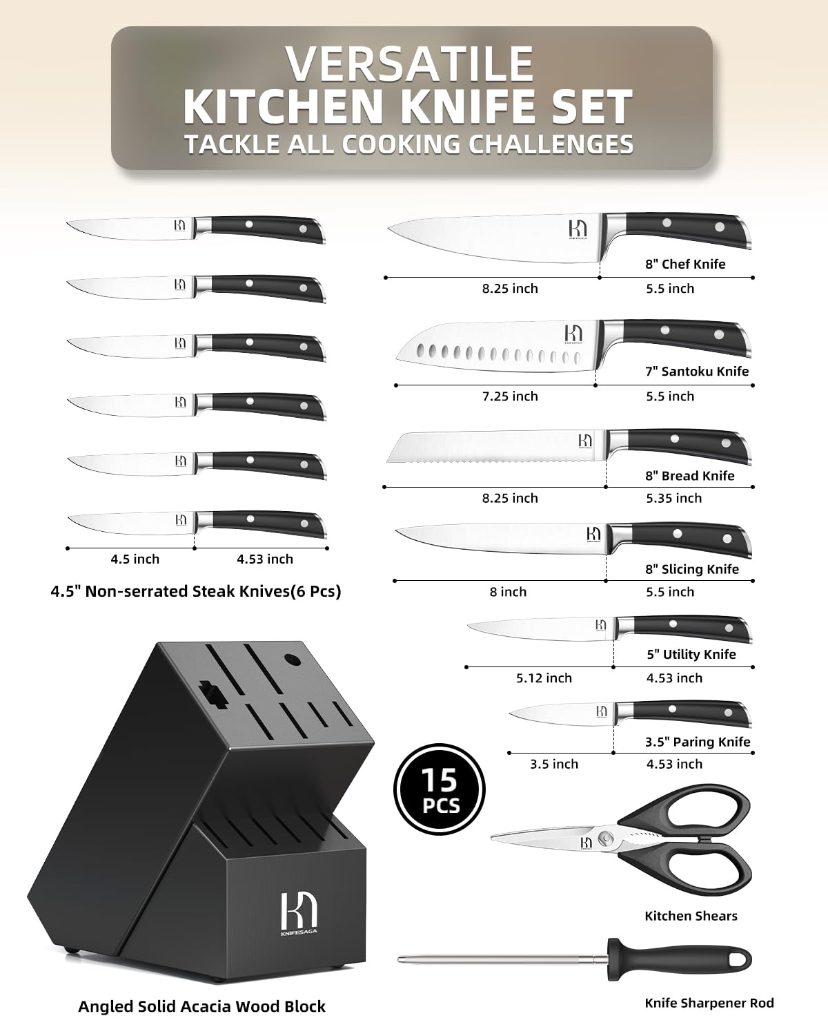 KnifeSaga 8-inch bread knife ready to tackle crusts