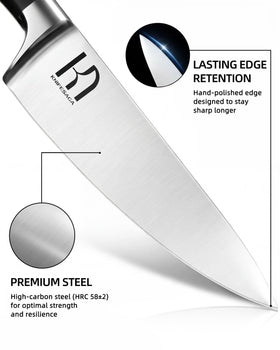 KnifeSaga 8-inch slicing knife delivering even, clean cuts