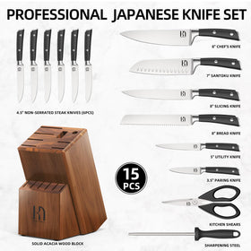 KnifeSaga 8-inch chef knife slicing vegetables with smooth, even cuts